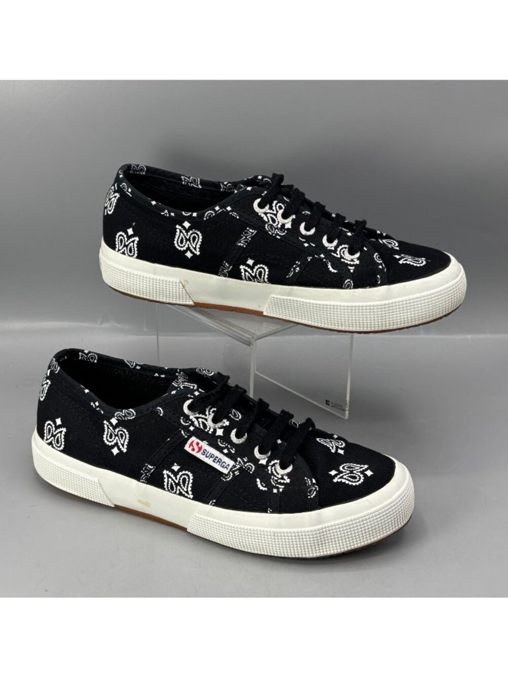 Superga Black Bandana Print Canvas Low-Top Sneakers Size 38 Unisex 7.5w/6m Shoes